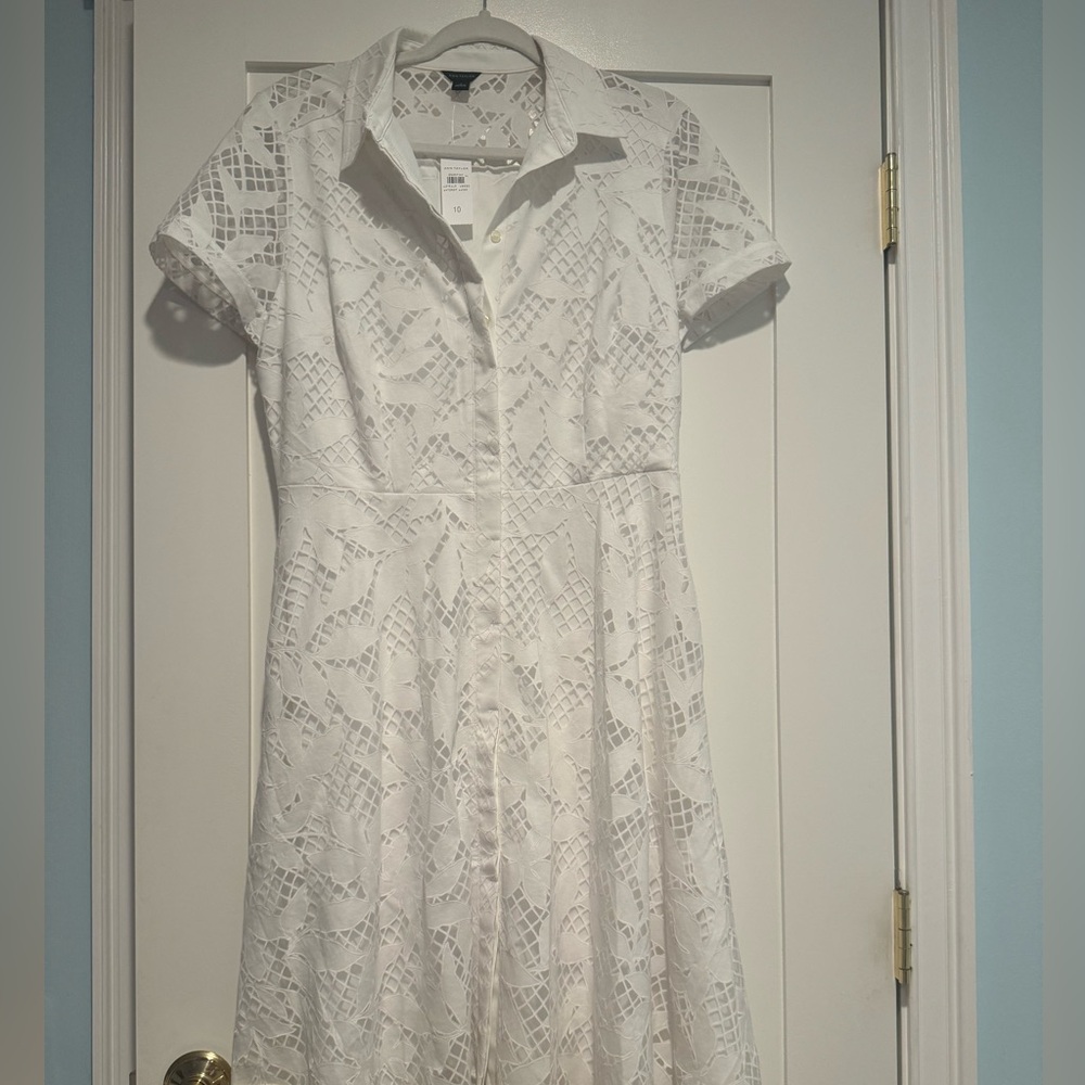 Ann Taylor White Lace Midi Dress